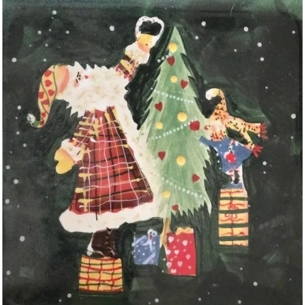 New Noble Excellence Santa Mates Square Christmas Plate 8.5